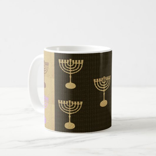Hanukkah Menorah Lights Holiday Gold Symbol Kaffeetasse (Vorderseite Links)