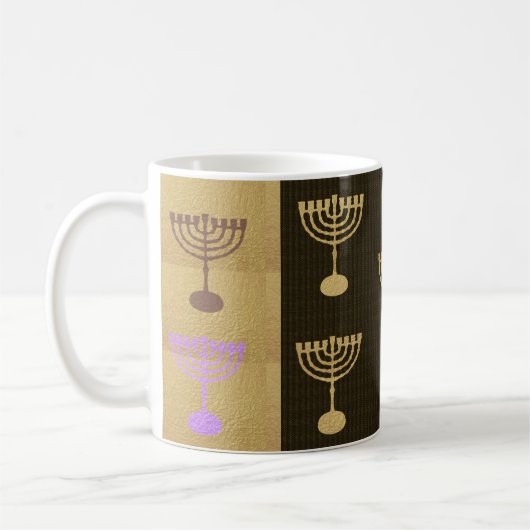 Hanukkah Menorah Lights Holiday Gold Symbol Kaffeetasse (Links)