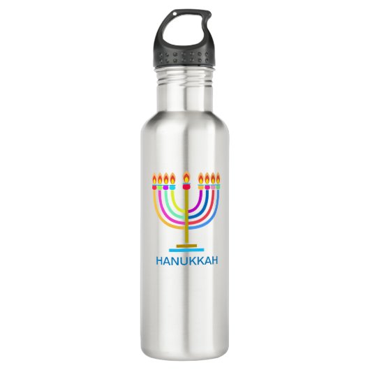 Hanukkah Menorah Lights Holiday Symbol Edelstahlflasche (Vorderseite)