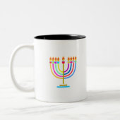 Hanukkah Menorah Lights Holiday Symbol Zweifarbige Tasse (Links)