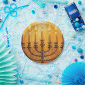 Hanukkah Menorah Lights Paper Plate Pappteller (Party)
