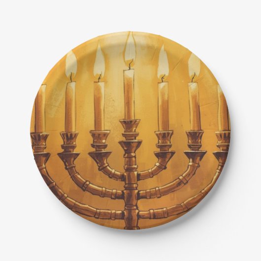 Hanukkah Menorah Lights Paper Plate Pappteller (Vorderseite)