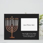 Hanukkah Menorah mit Foto Feiertagskarte (Stehend Vorderseite)