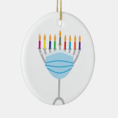 Hanukkah Menorah mit Gesichtsmaske Keramik Ornament (Rechts)