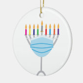 Hanukkah Menorah mit Gesichtsmaske Keramik Ornament (Links)