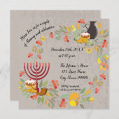 Hanukkah Menorah mit Kerzen Einladung (Vorne/Hinten)