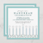 Hanukkah Menorah mit Kerzen in Polka Dot Einladung (Vorne/Hinten)
