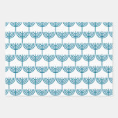 Hanukkah Menorah Muster in Aquamarin und weiß Geschenkpapier Set (Vorderseite 2)
