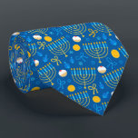Hanukkah Menorah Neck Tie Krawatte<br><div class="desc">Ein wunderschöner,  blauer und gelber Necktie,  der die Hanukkah Menorah-Saison feiert</div>