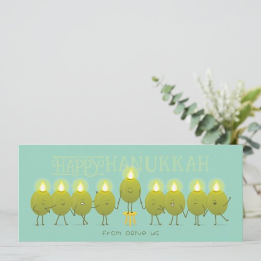 Hanukkah Menorah Olives | Aquamarin Green GroupCar (Stehend Vorderseite)