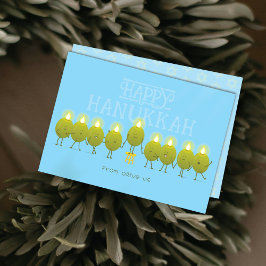 Hanukkah Menorah Olives | Baby Blue Group Feiertagskarte