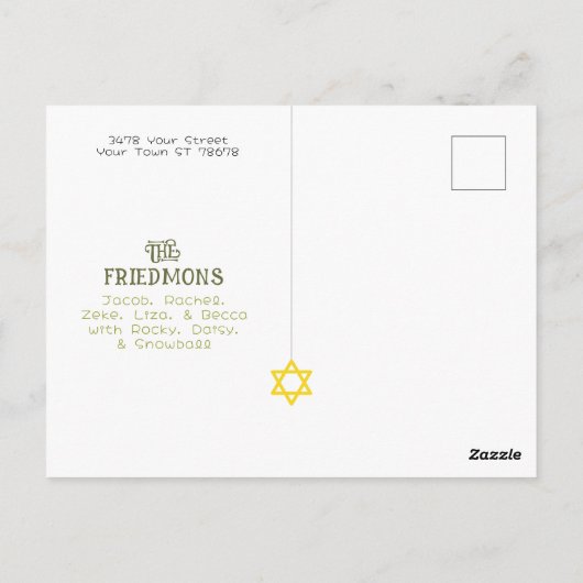 Hanukkah Menorah Olives, Baby Blue Group Postkarte (Rückseite)