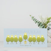 Hanukkah Menorah Olives | Blassblaue Gruppenkarte (Stehend Vorderseite)