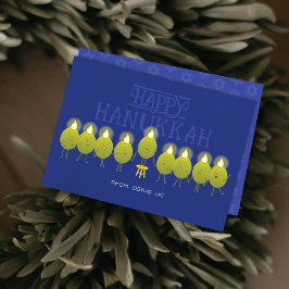Hanukkah Menorah Olives | Blue Group Feiertagskarte