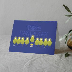 Hanukkah Menorah Olives, Gruppe Blauer Flecken Karte