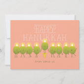 Hanukkah Menorah Olives | Peach Group Feiertagskarte (Vorderseite)