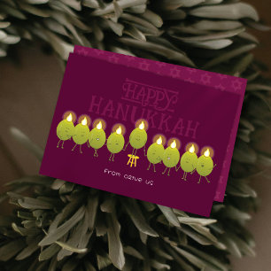 Hanukkah Menorah Olives Weingruppe Feiertagskarte