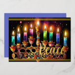 Hanukkah Menorah Peace Watercolor Folien Feiertagskarte<br><div class="desc">Hanukkah Menorah Peace Watercolor</div>