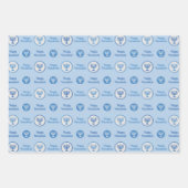 Hanukkah Menorah Polka Dots Blue und Grau Geschenkpapier Set (Vorderseite 3)