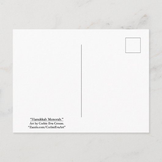 "Hanukkah Menorah." Postkarte (Rückseite)