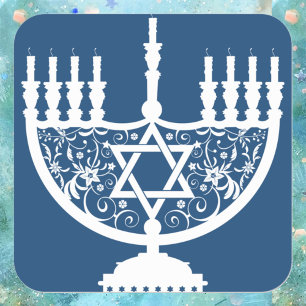 Hanukkah Menorah Quadratischer Aufkleber