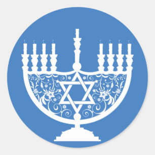 Hanukkah Menorah Runder Aufkleber