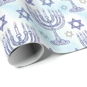 Hanukkah Menorah Star of David Doodle Art Style Geschenkpapier (Rolleneckpunkt)