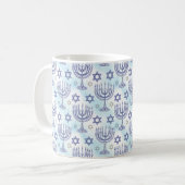 Hanukkah Menorah Star of David Doodle Art Style Kaffeetasse (Vorderseite Links)