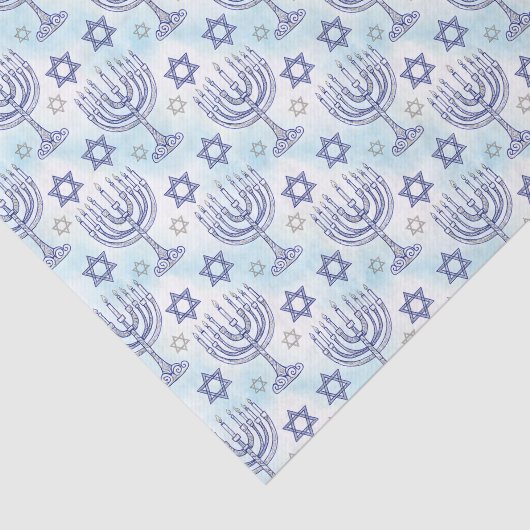 Hanukkah Menorah Star of David Doodle Art Style Seidenpapier (Ausschnitt)