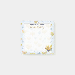 Hanukkah Menorah & Star von David Pattern   Blau Post-it Klebezettel