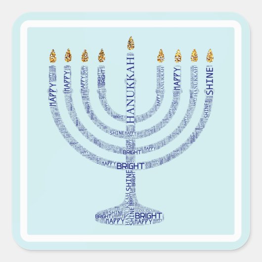 Hanukkah Menorah Typografie Stickers (Vorderseite)