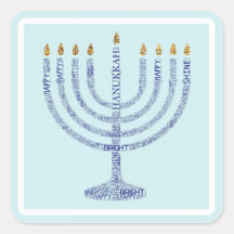 Hanukkah Menorah Typografie Stickers