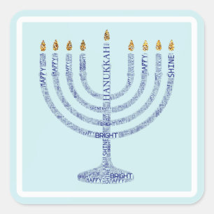 Hanukkah Menorah Typografie Stickers