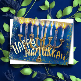 Hanukkah Menorah Wasserfarbe Spaß Joyful Folien Feiertagskarte