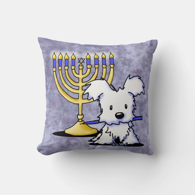 Hanukkah Menorah Westie Kissen (Vorderseite)