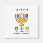 Hanukkah Menorah "What is Missing?" Logic Game Magnet (Vorne)