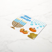 Hanukkah Menorah with Candles and Traditional Item Folien Feiertagspostkarte (Gedreht)