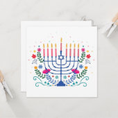 Hanukkah Menorah with Candles and Traditional Item Karte (Vorderseite/Rückseite Beispiel)