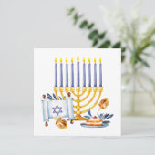 Hanukkah Menorah with Candles and Traditional Item Karte (Stehend Vorderseite)