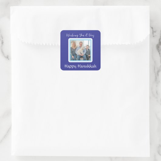 HANUKKAH Message FOTO CARD Quadratischer Aufkleber (Tasche)