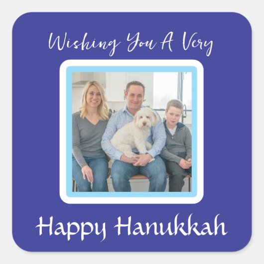 HANUKKAH Message FOTO CARD Quadratischer Aufkleber (Vorderseite)