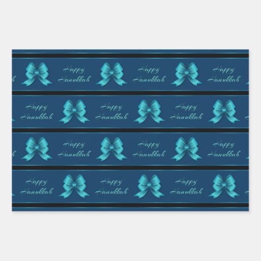 Hanukkah Metallic Bows Geschenkpapier Set (Vorderseite)