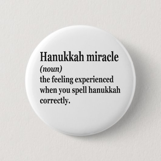 Hanukkah Miracle Funny Chanukah jüdische Definitio Button (Vorderseite)