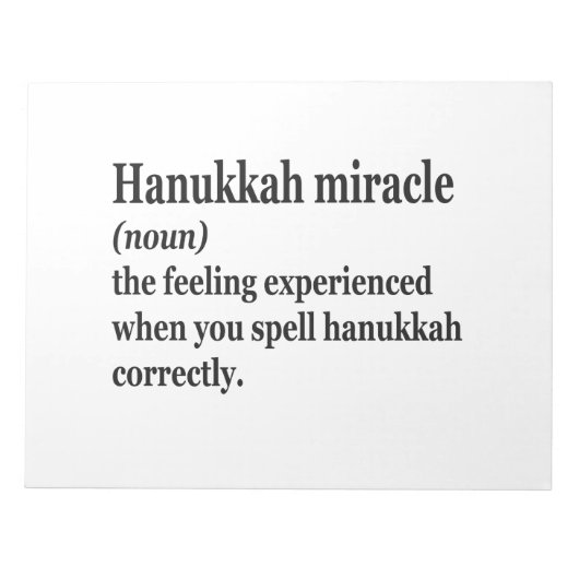 Hanukkah Miracle Funny Chanukah jüdische Definitio Notizblock (Vorderseite)
