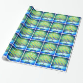 Hanukkah Modern Trendy Blue Green Menorah Muster Geschenkpapier (Ungerollt)