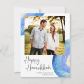 Hanukkah | Modernes Abstraktes Blaues Foto Feiertagskarte (Vorderseite)