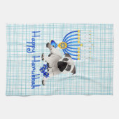 Hanukkah Mops mit Menorah und Dreidels Geschirrtuch (Horizontal)