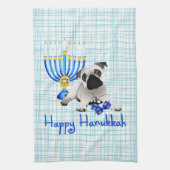 Hanukkah Mops mit Menorah und Dreidels Geschirrtuch (Vertikal)