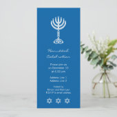Hanukkah Motif blau Lange Einladung (Stehend Vorderseite)