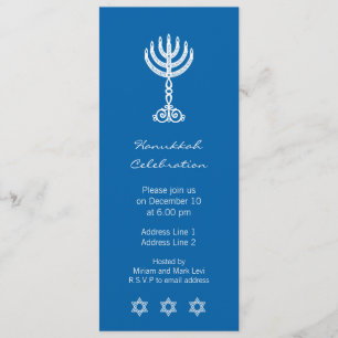 Hanukkah Motif blau Lange Einladung